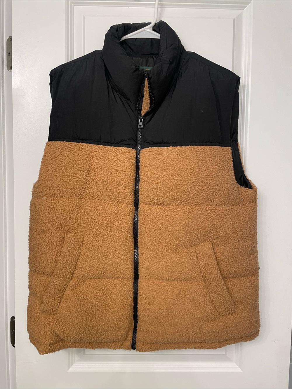 wild fable Two-Tone Black & Brown Sherpa Puffer Vest